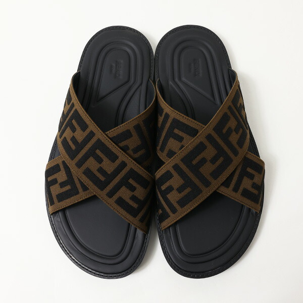 楽天市場】FENDI フェンディ FF Logo Cross Slider Slippers 7X1222