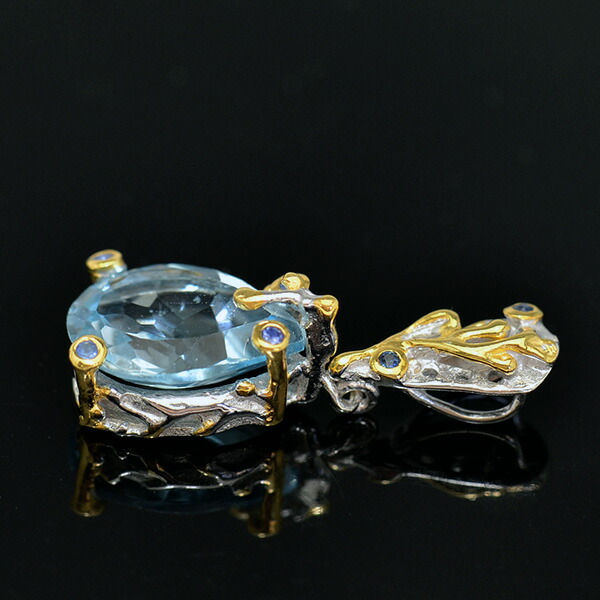 楽天市場】ブルートパーズ＆サファイアペンダントトップ キラキラ