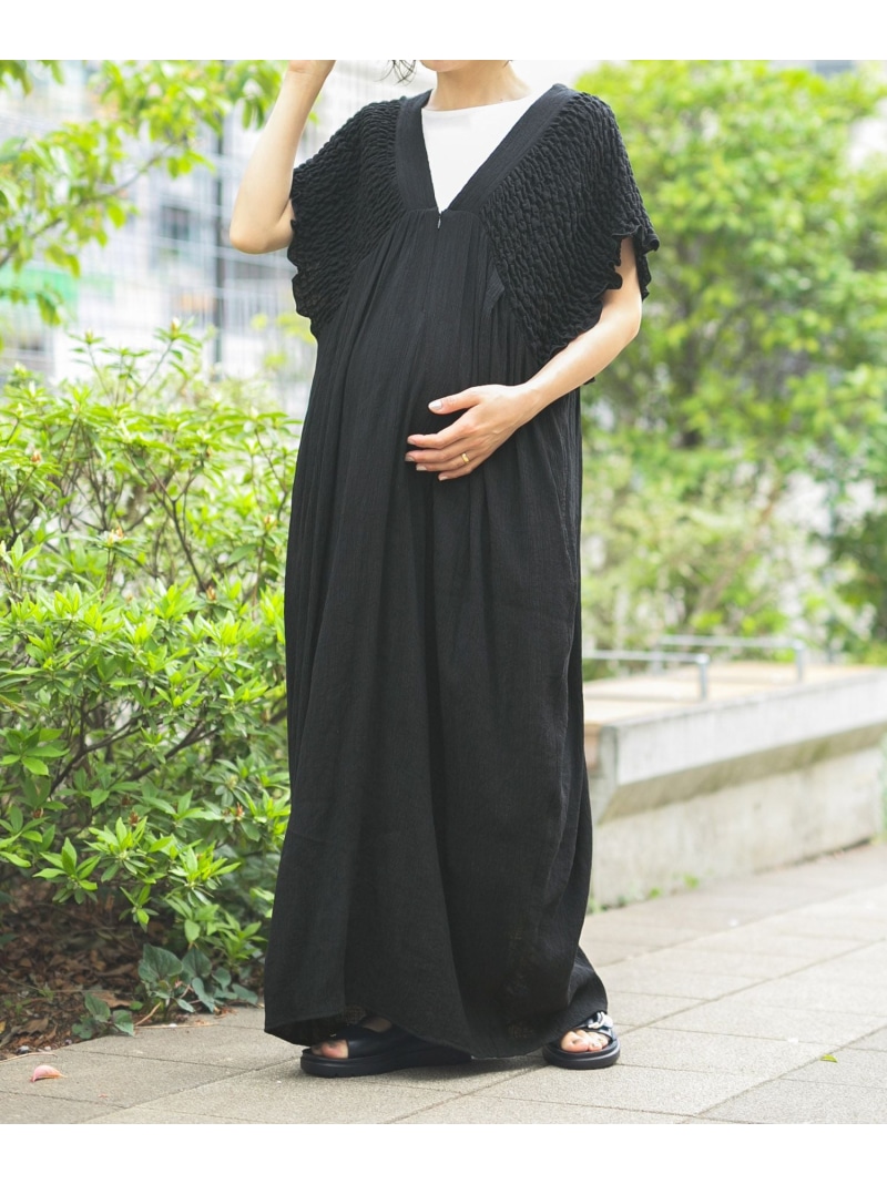 楽天市場】【産前・産後対応】マタニティ/シャーリングVワンピース