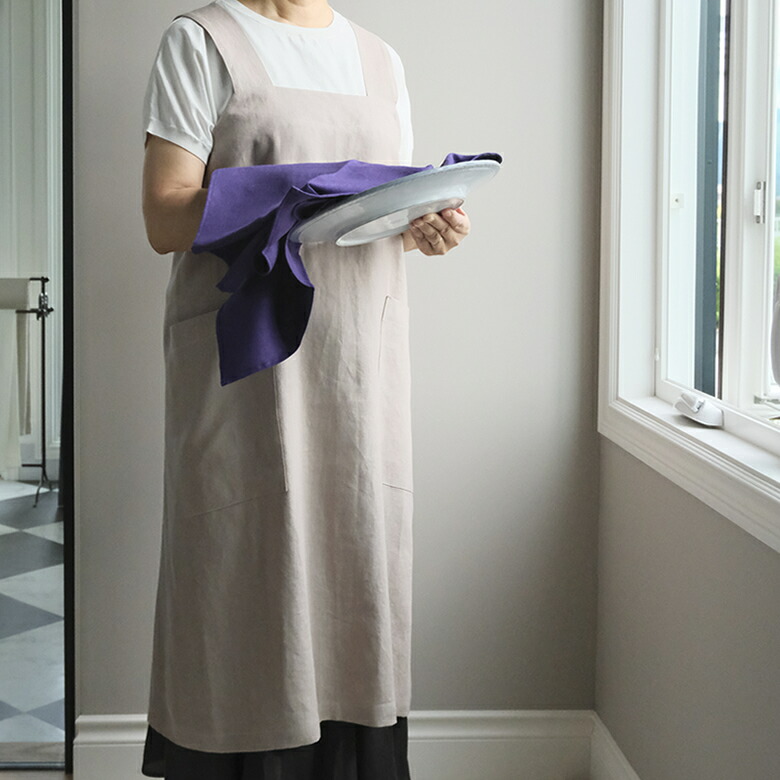 楽天市場】ソフトカラー リネンバッククロス エプロン/ 日本製 麻100