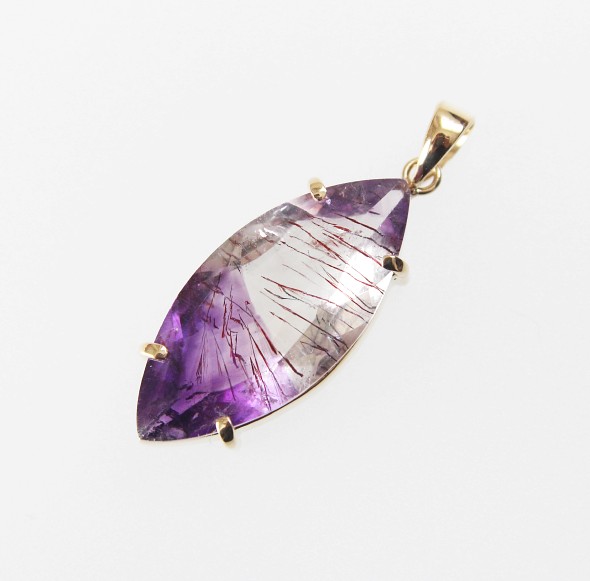 楽天市場】ゲーサイトインアメジスト ペンダントトップ K18（マーキス