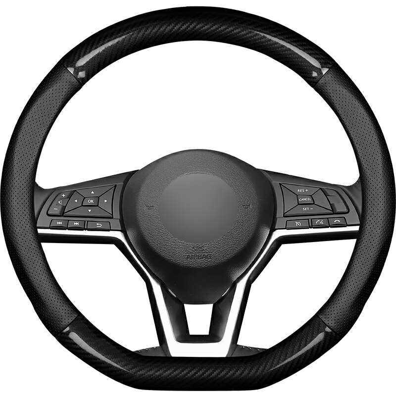 楽天市場】ハンドルカバー D型 普通車 軽自動車 カーボン調＋牛革製 S