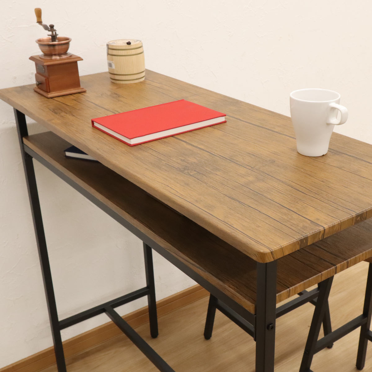 楽天市場】カウンターテーブル 幅100cm 奥行40cm ラック 木目調