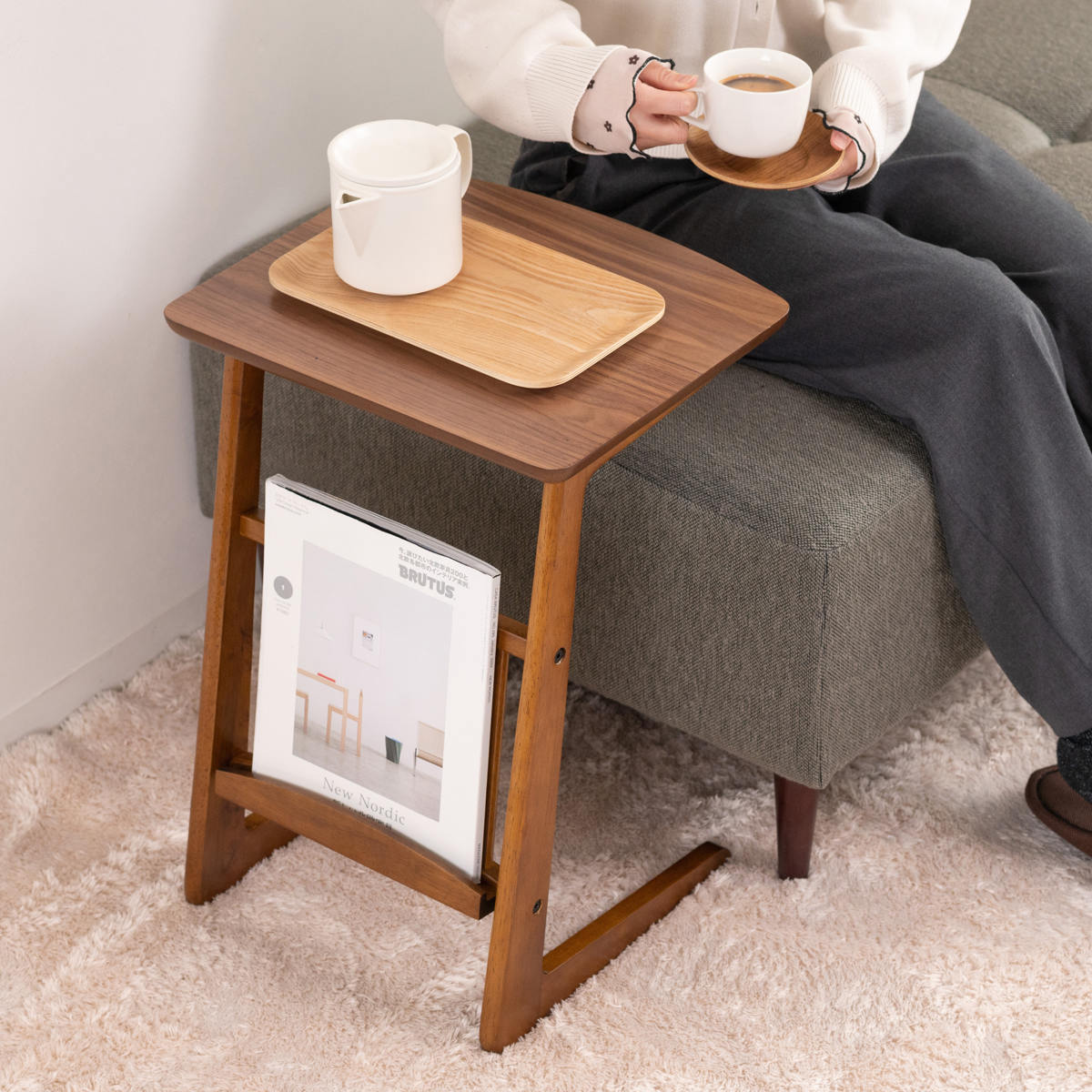 楽天市場】ソファサイドテーブル マガジンラック付 （ サイドテーブル