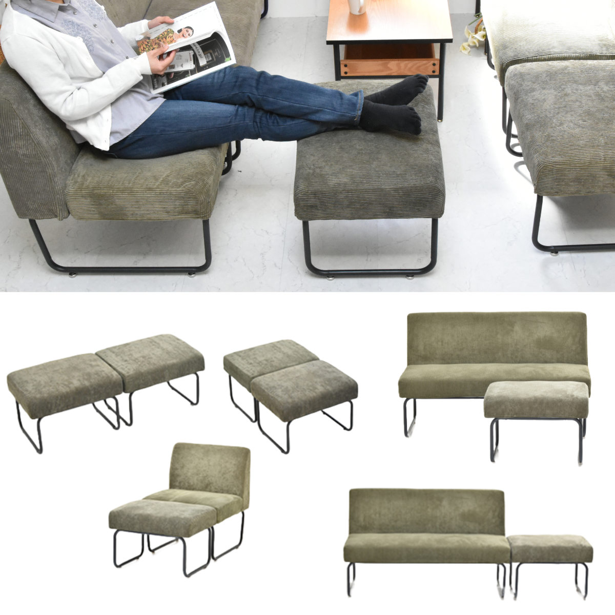 楽天市場】オットマン 座面高42cm スツール コーデュロイ （ 足置き