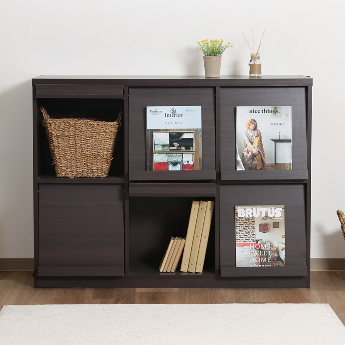 楽天市場】ディスプレイラック 幅119cm 6マス 3列2段 フラップ扉