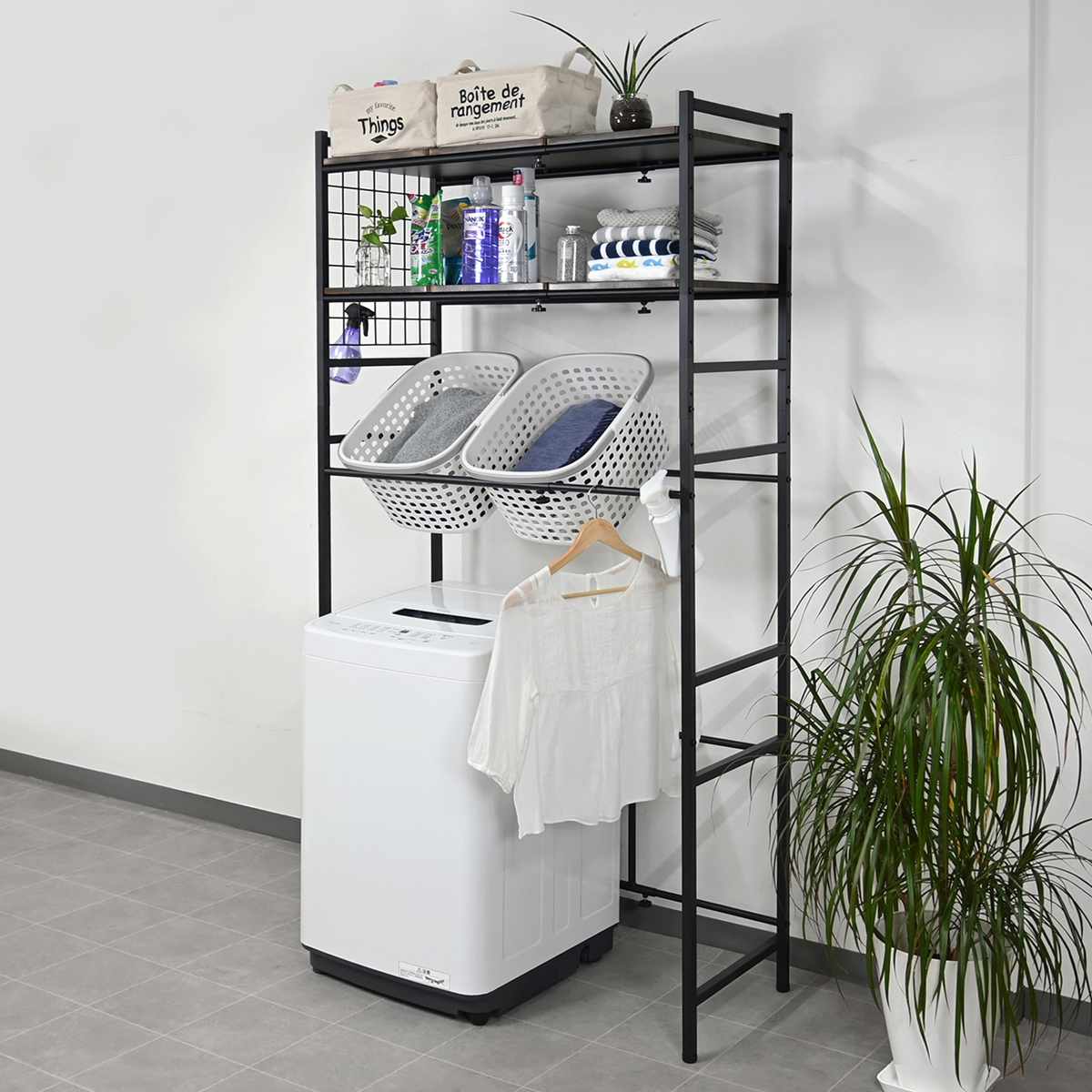 楽天市場】ランドリーラック 伸縮式 洗濯機棚 幅65〜95cm （ 洗濯機