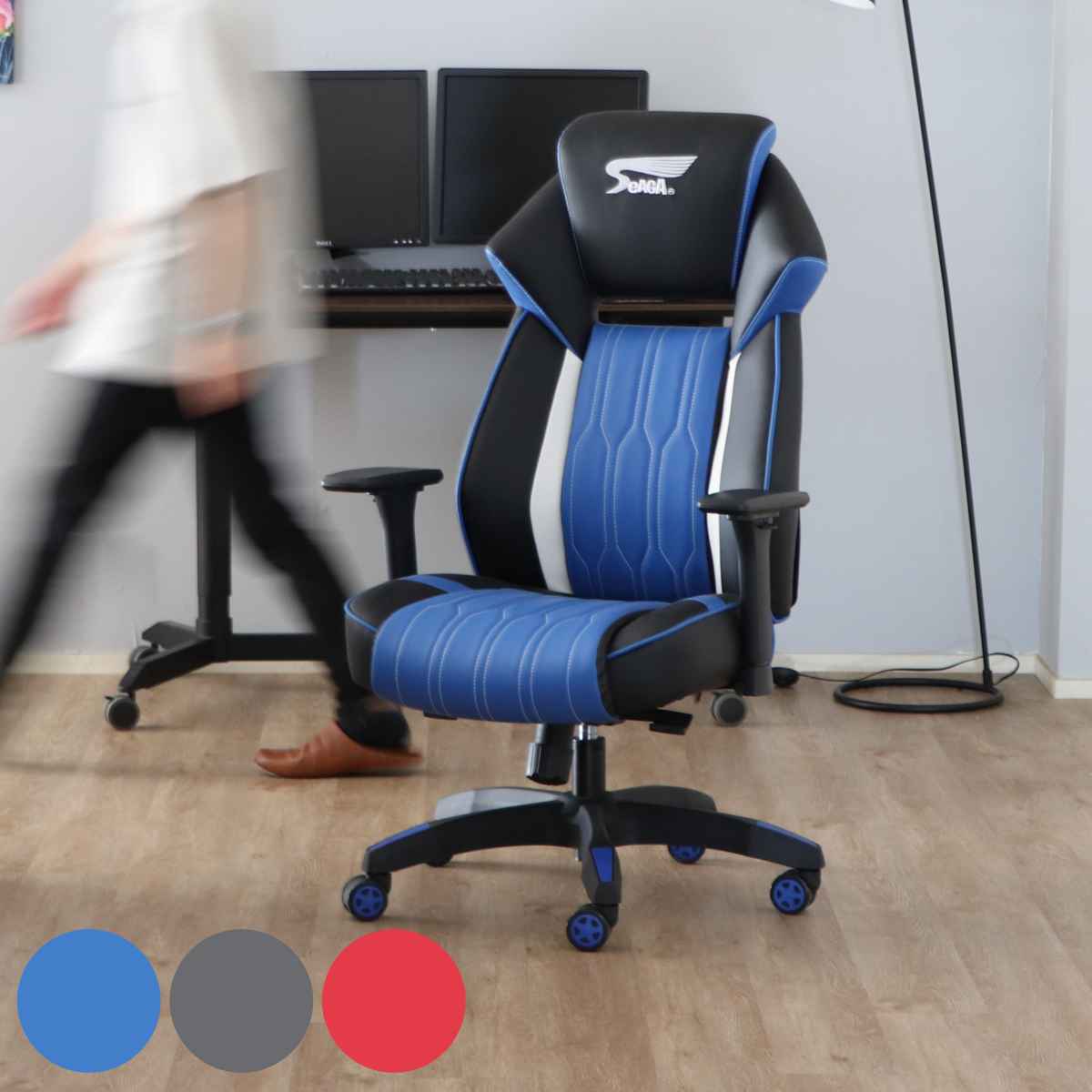 楽天市場】ゲーミングチェア 疲れにくい 肘置き調節 ヘッドレスト付き