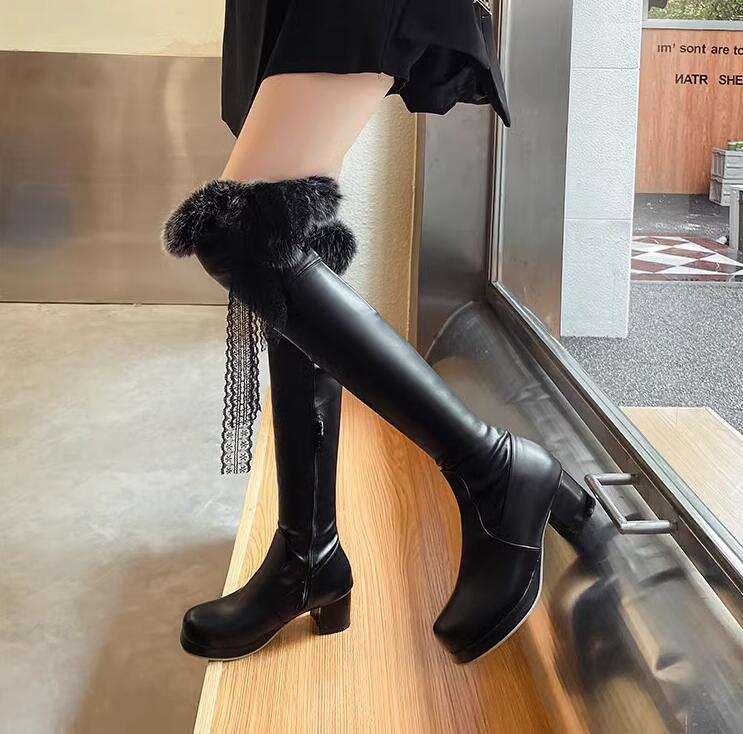 楽天市場】レディースブーツ ロングブーツ ニーハイブーツ ファー