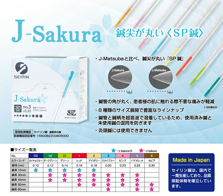 楽天市場】(最強翌日配送対応)(毫鍼(ごうしん))SEIRIN(セイリン)鍼 J