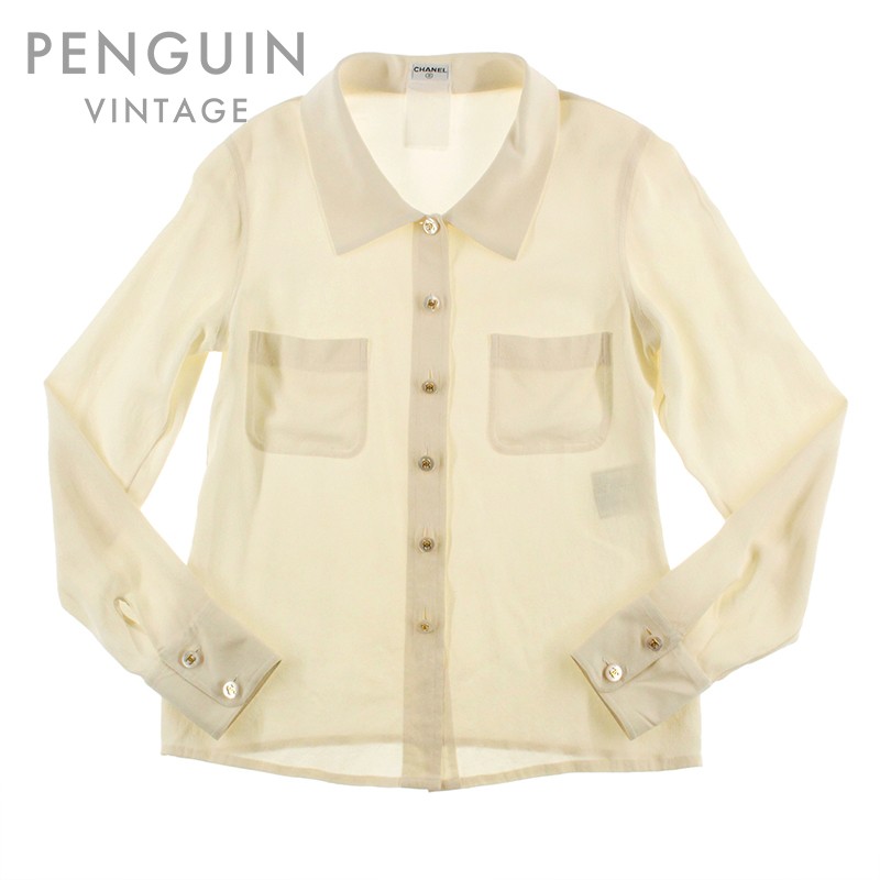楽天市場】美品 シャネル CHANEL ココボタン 長袖 シャツ シルク
