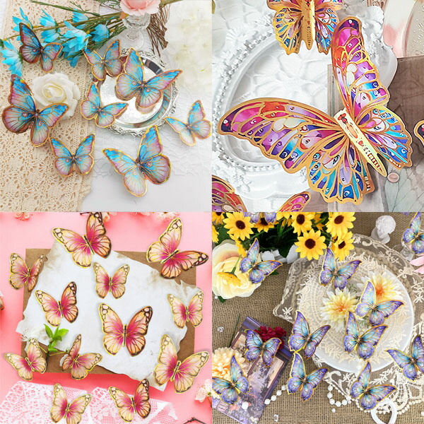 楽天市場】3D立体 バタフライ 蝶 幻想的 12枚入り ゴールド 金縁