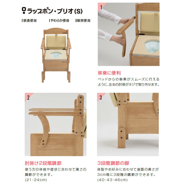 楽天市場】ポータブルトイレ 介護用 ラップポン・ブリオ S 暖房便座
