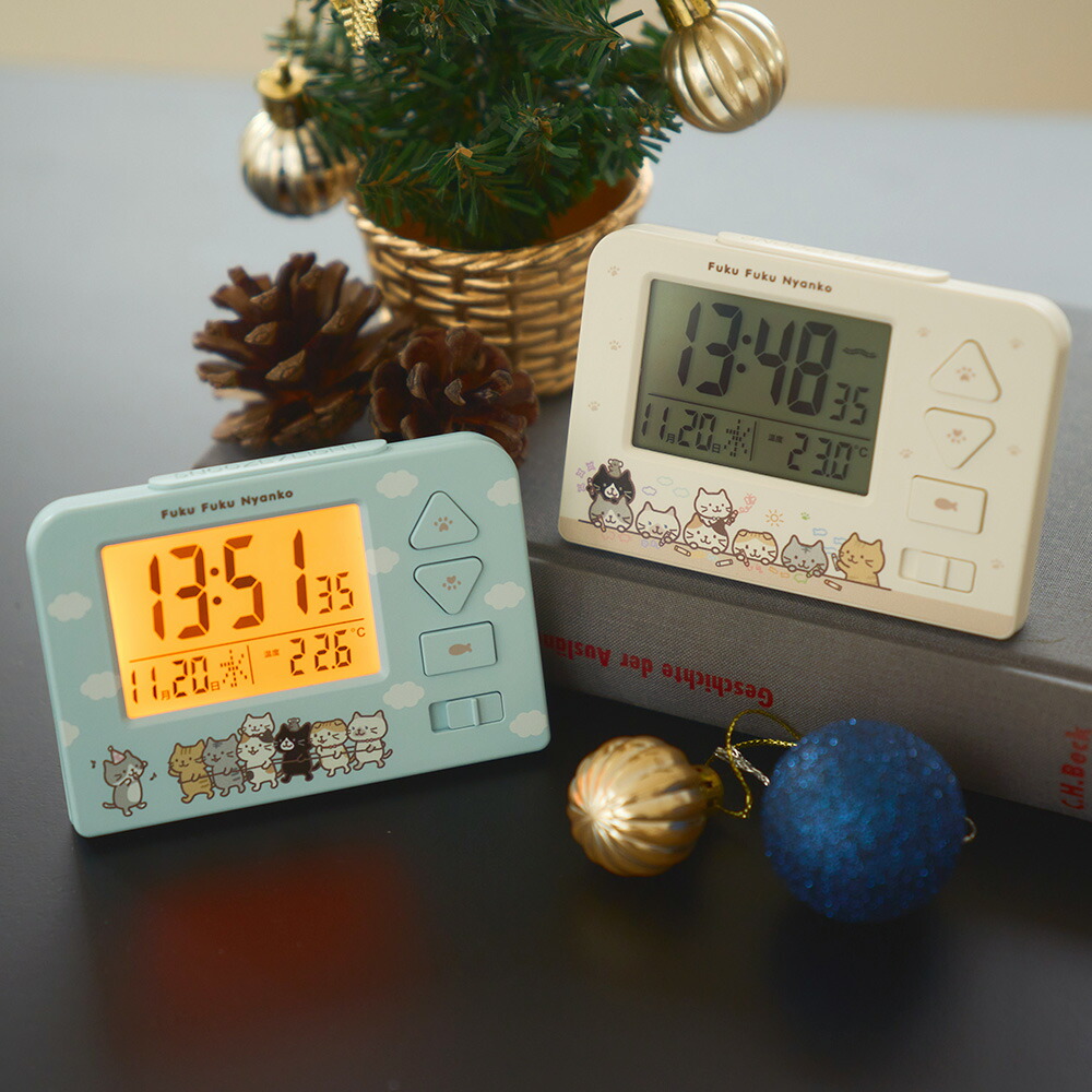 楽天市場】置き時計 猫 可愛い 電波時計 ふくふくにゃんこ 目覚まし