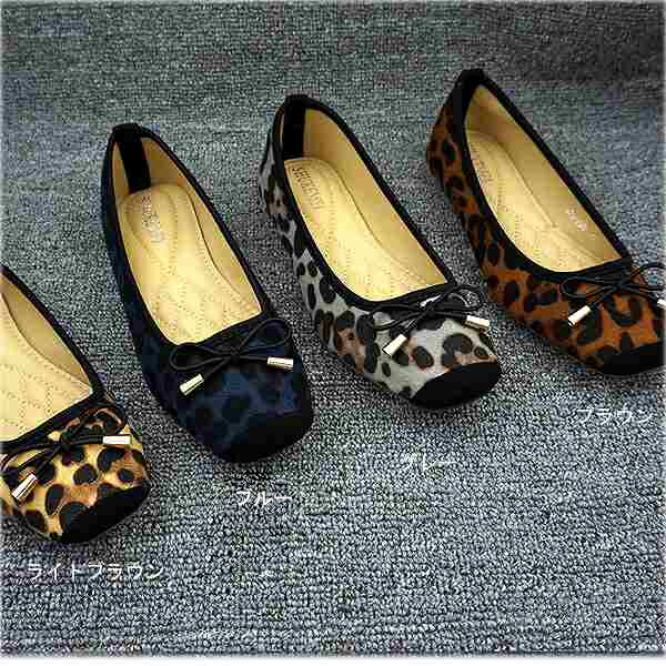 楽天市場】フラットシューズ パンプス リボン 豹柄 バンビ レオパード