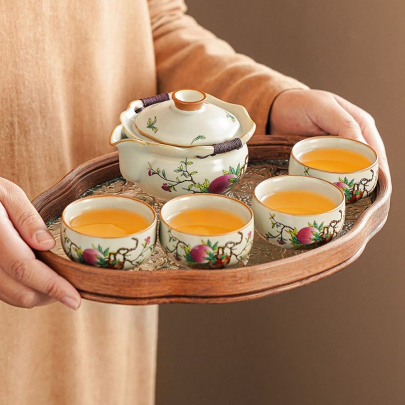 楽天市場】急須セット 湯呑 石榴柄 花柄 茶器セット 汝窯 茶器揃 2客/4