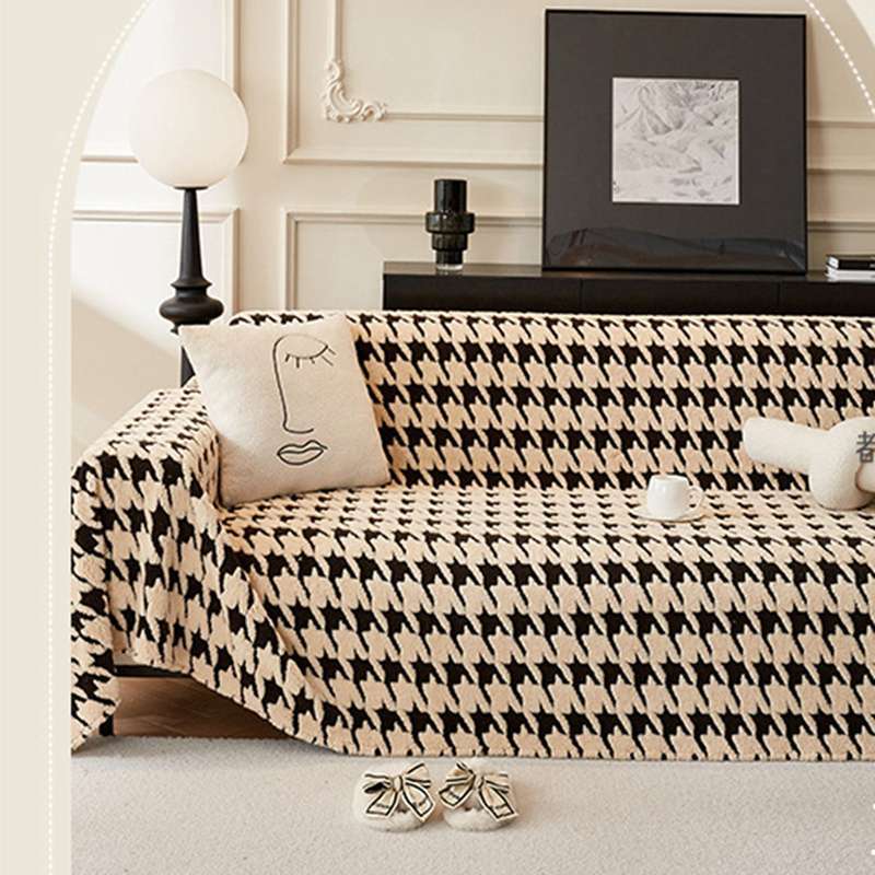 楽天市場】北欧風 マルチカバー モコモコ フルカバー 千鳥格子柄