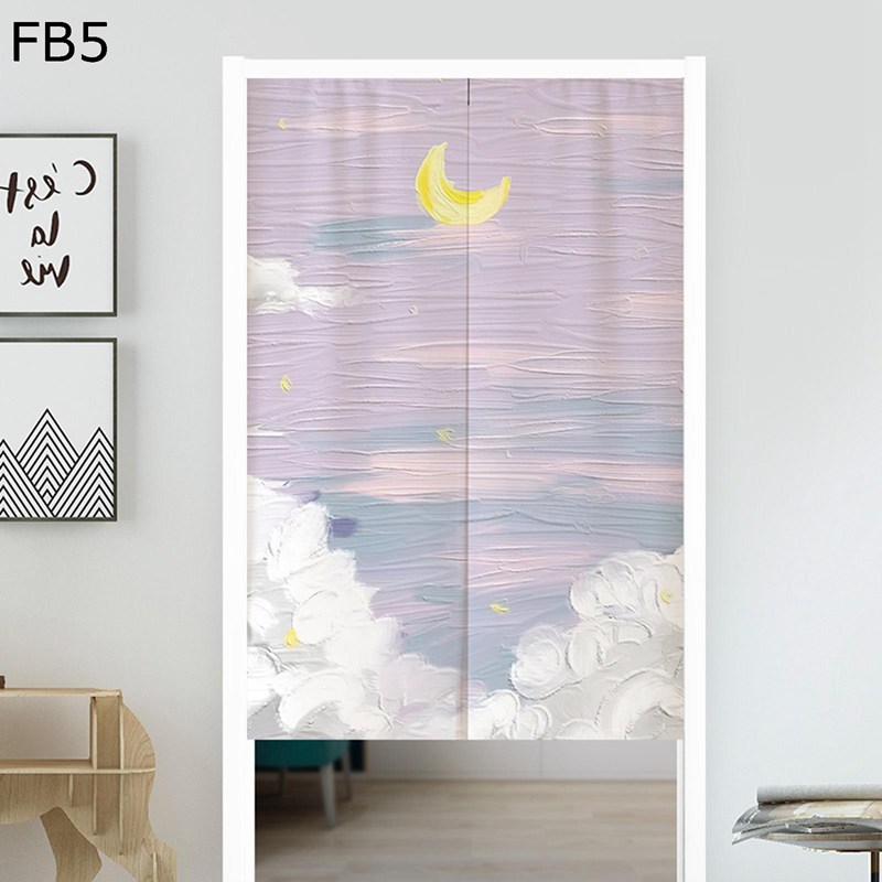 楽天市場】のれん 暖簾 両開き 絵画 月 空 花柄 風景 目隠し 突っ張り