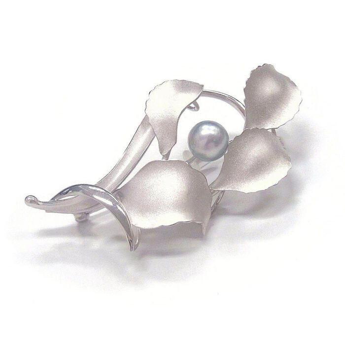 楽天市場】アコヤ真珠 パールブローチ 7-7.5mm ナチュラルグレー 無調