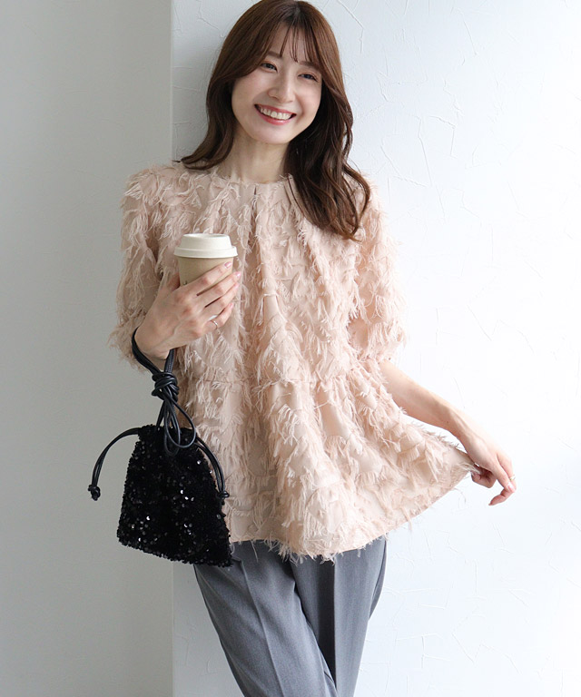 楽天市場】ブラウス ジャカードギャザーフレアブラウス ☆ ジャカード