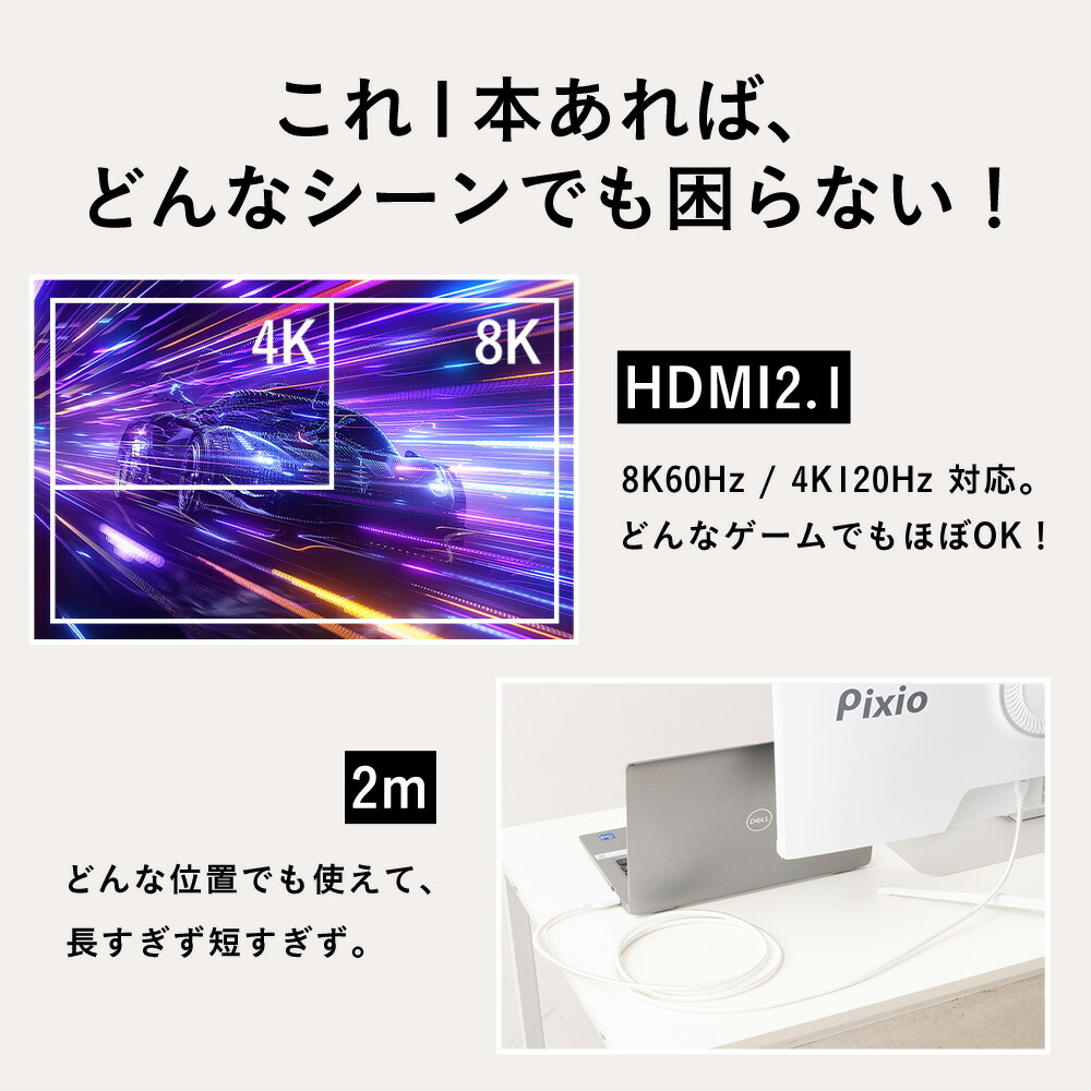 楽天市場】HDMIケーブル 白 ウルトラハイスピード 4K 2m 3m 12ヶ月保証