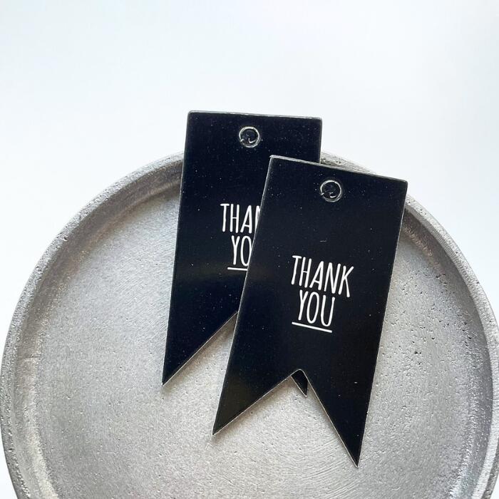 楽天市場】紙タグ【 黒 旗型台紙 ブラック THANK YOU 10枚 】ペーパー