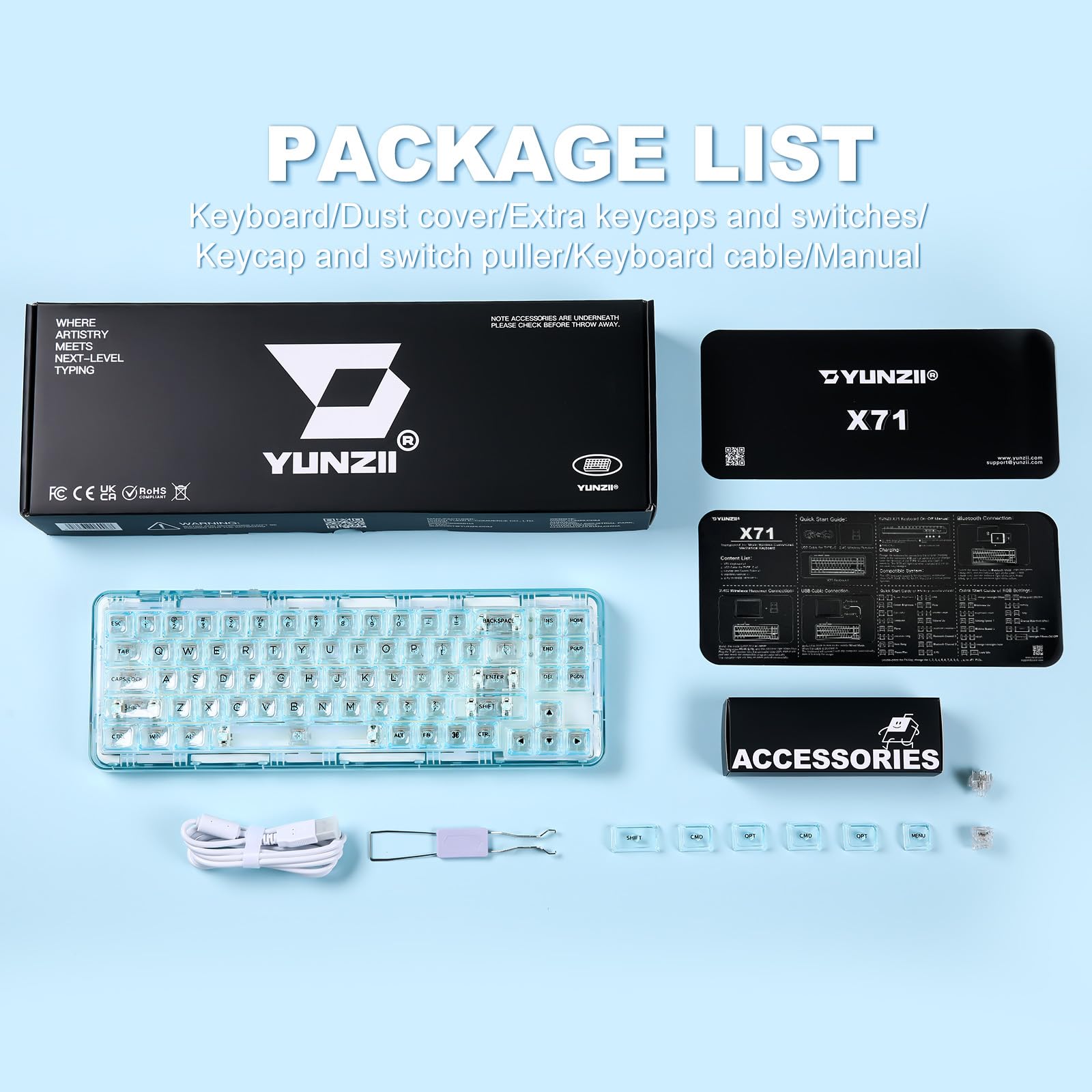 楽天市場】【送料無料】YUNZII X71 メカニカルゲーミングキーボード