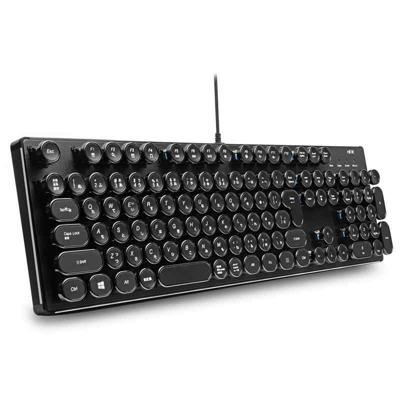 楽天市場】hkwタイプライター風 メカニカルキーボード 青軸 jis規格