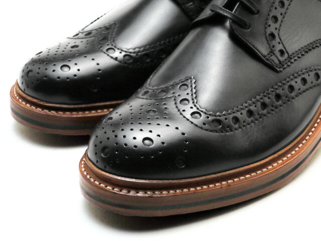 楽天市場】グレンソン 靴 アーチー ウィングチップ ブラック カーフ