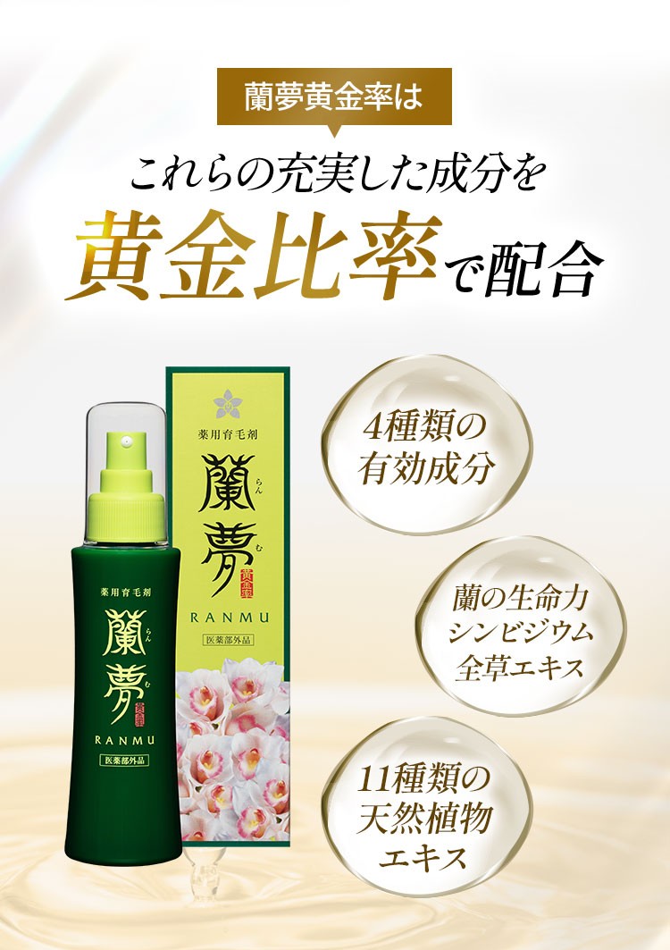 楽天市場】薬用 育毛剤 女性用 男性用 蘭夢 黄金率 医薬部外品 100ml