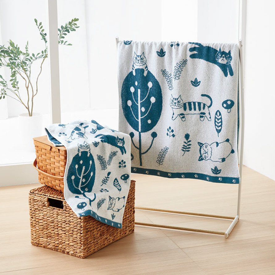 楽天市場】フェイスタオル 今治 北欧 かわいい 猫柄 33×80cm 今治