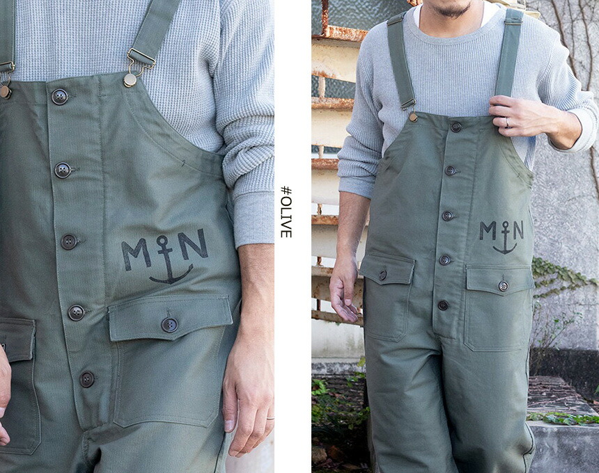 楽天市場】フランス海軍タイプ プリント デッキパンツ オーバーオール