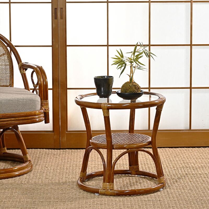 楽天市場】ラタンガラステーブル ベッドやソファ脇に便利な