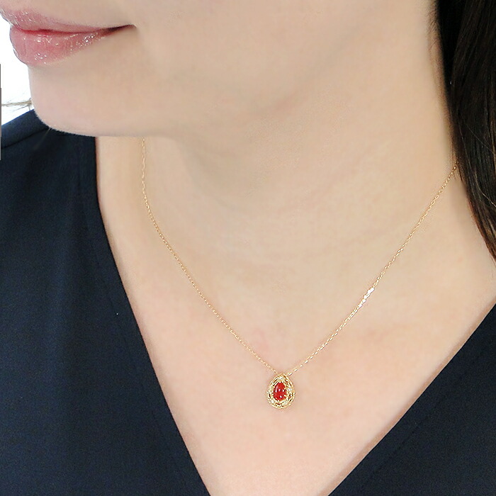 楽天市場】K18 天然 血赤珊瑚 ダイヤモンド ネックレス ペンダント 18