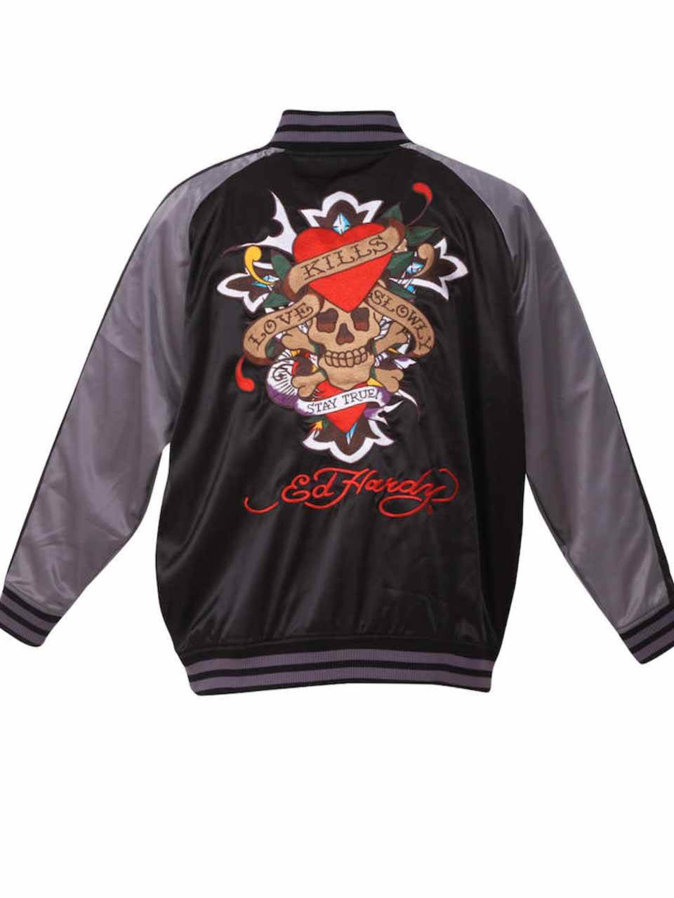 エドハーディー ed hardy スカジャン ジャケット スカル ドクロ 黒