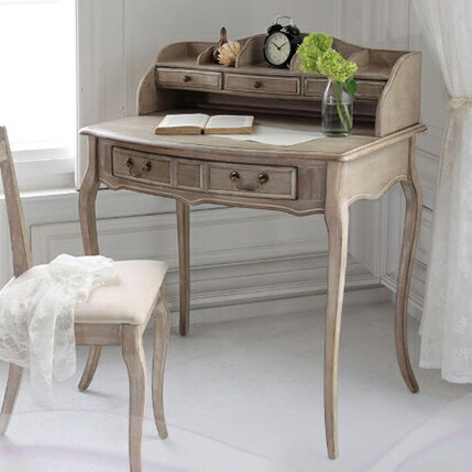 楽天市場】木製棚付デスク アンティークシャビーシック 作業机