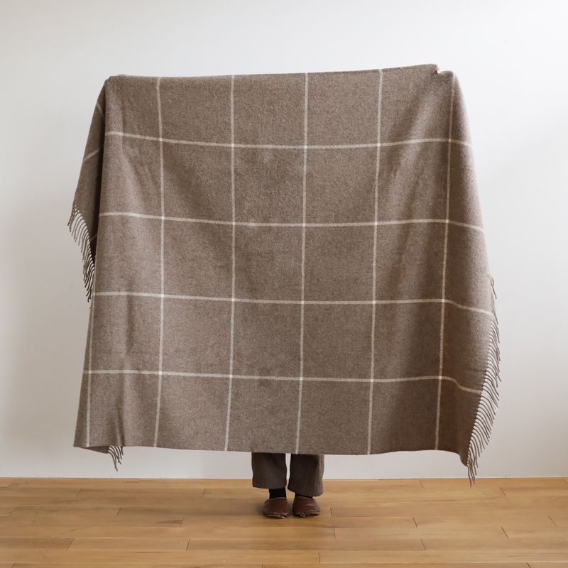 美品】シルケボー ブランケット 大判 ブラウン チェック 130×185cm