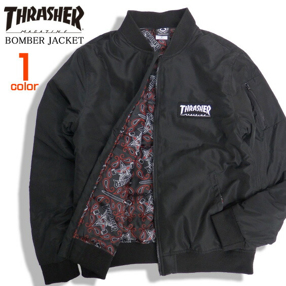 楽天市場】THRASHER ジャケット ロゴ刺繍 ボンバージャケット メンズ