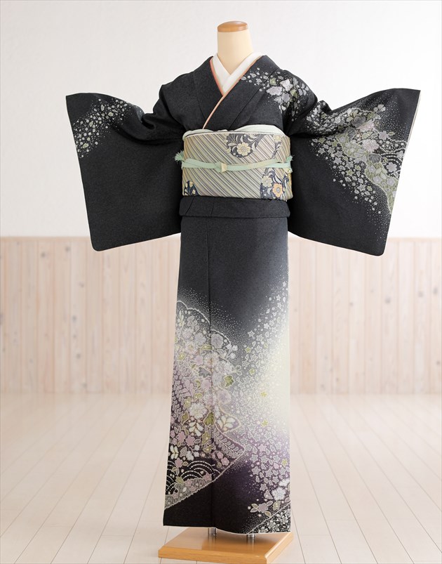 楽天市場】着物 黒 蝶 訪問着の通販