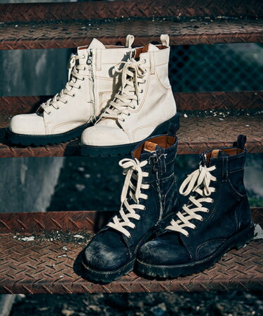 楽天市場】【glamb(グラム)】Oiled Denim Boots オイルドデニムブーツ