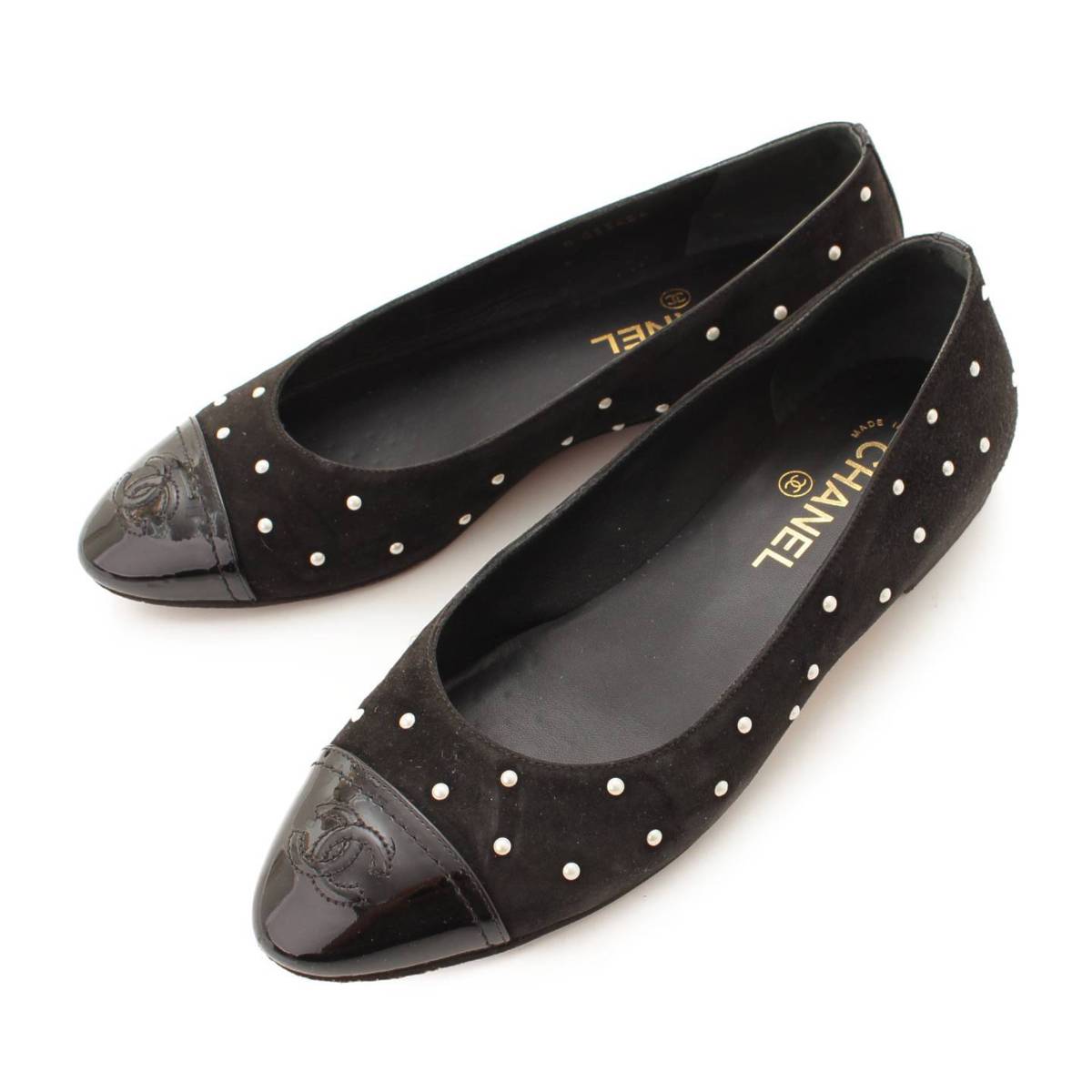 楽天市場】【シャネル】Chanel パール スウェード フラット シューズ