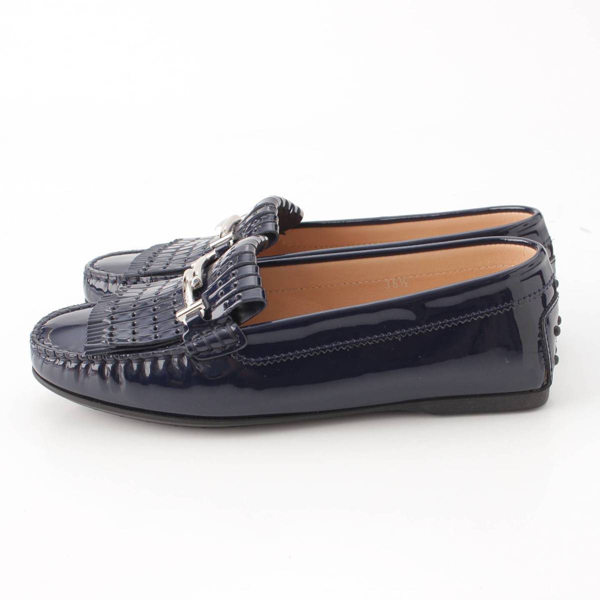 Tods ダブルT レザー タッセル ローファー シューズ ブラック37