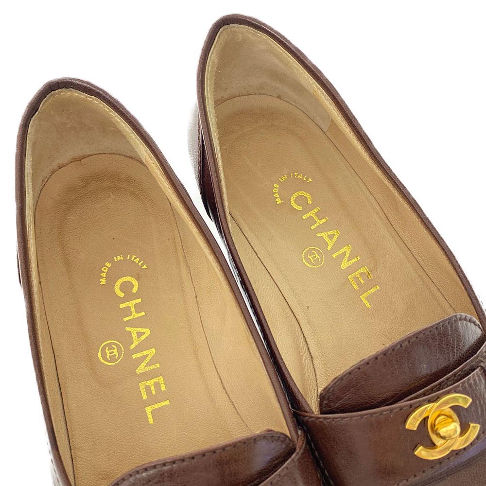 楽天市場】シャネル ココマークターンロック金具・レザーローファー 靴