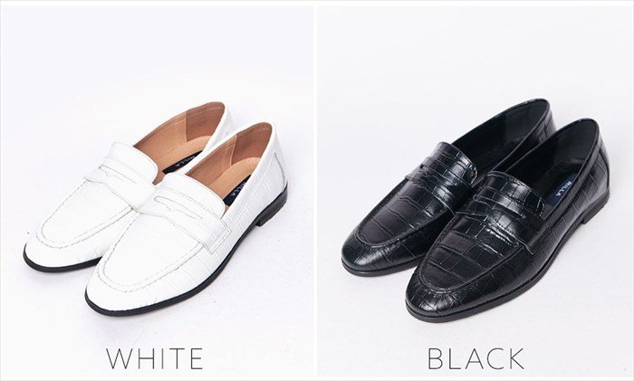 楽天市場】本革 ローファー 黒 白 クロコ レディース ペニーローファー