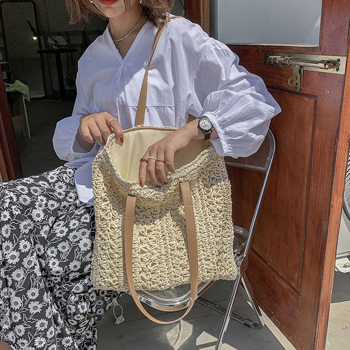 楽天市場】かごバッグ トート 編み込み 大容量 軽い ショルダーバッグ