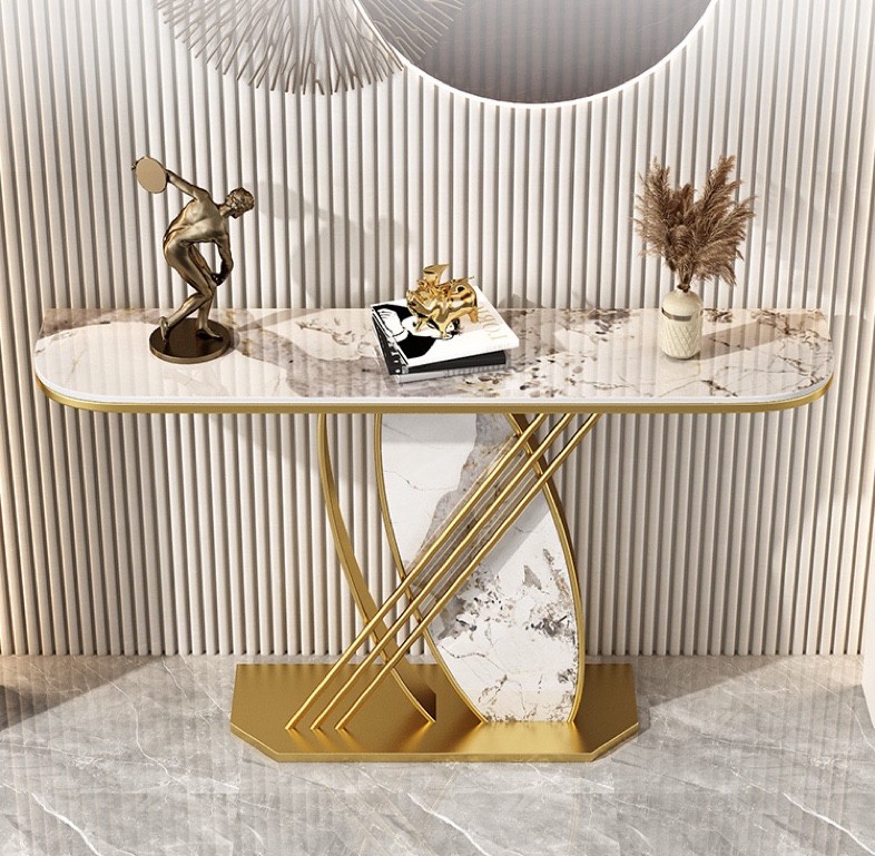 高級サイドテーブル 人造大理石コンソールテーブル ．玄関テーブル