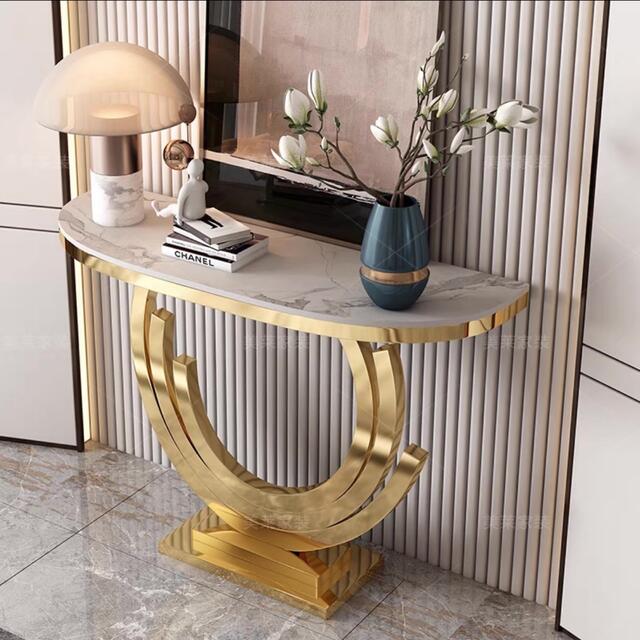 高級サイドテーブル 人造大理石コンソールテーブル ．玄関テーブル