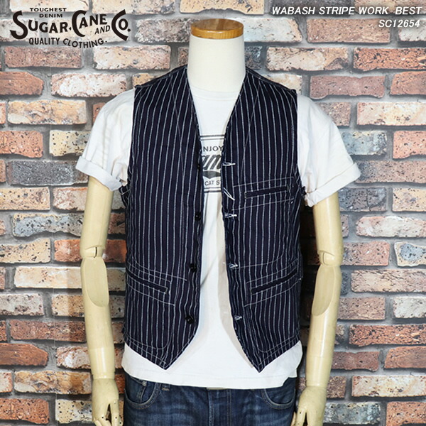 楽天市場】SUGAR CANEシュガーケーンWABASH STRIPE WORK VEST