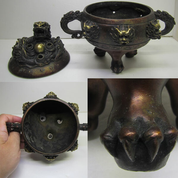 楽天市場】銅製龍香炉【大】 取っ手付き【送料無料】（沖縄700円