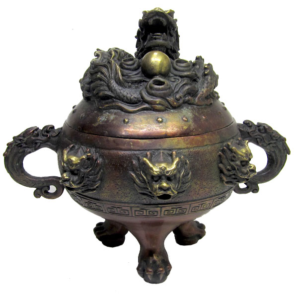 楽天市場】銅製龍香炉【大】 取っ手付き【送料無料】（沖縄700円